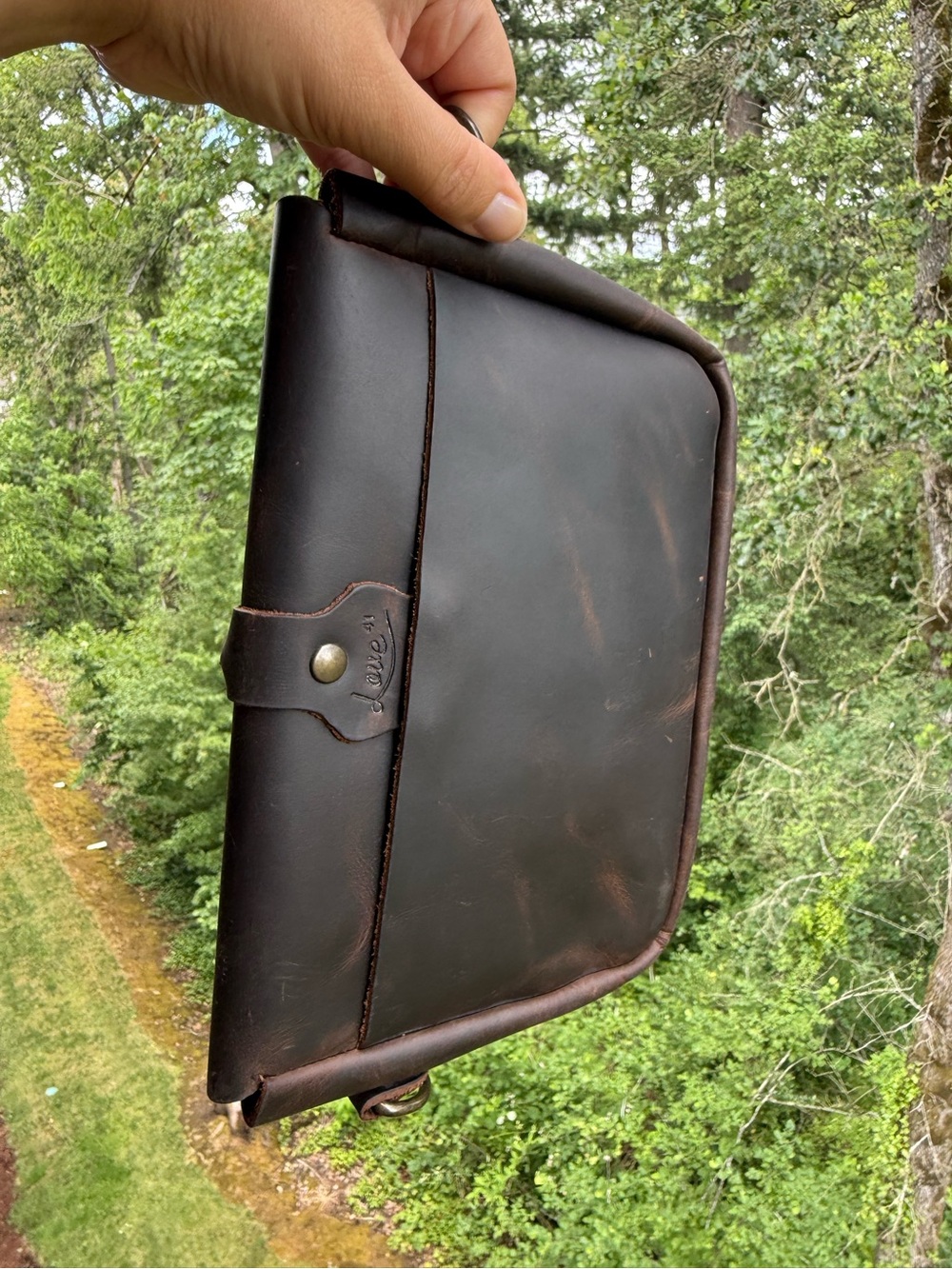 Koroha Dark Coffee Crossbody Saddle Bag - Love 41 by Saddleback Leather Company - Picture 3 of 6